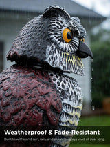 Pestvanish Garden Fake Owl Sculpture with 360° Rotating Head, Waterproof Moving Garden Owl, Outdoor Statue for Yard Patio Balcony Roof Barn Driveway