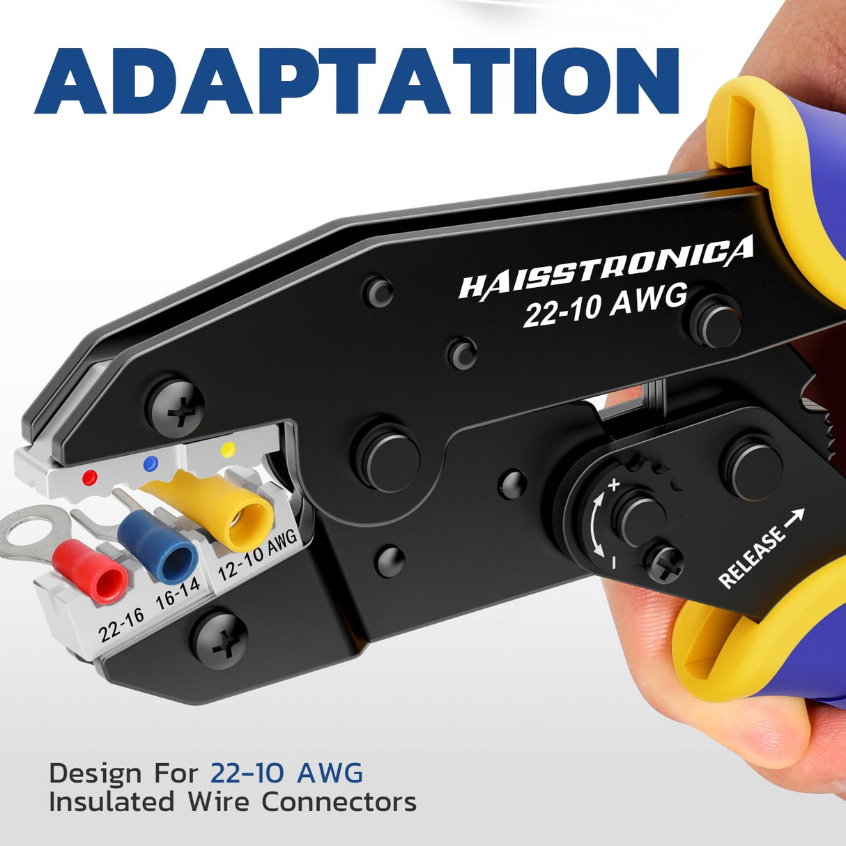 haisstronica Crimping Tool for Insulated Electrical Wire Connectors-AWG 22-10 Ratchet Crimper Tools-Racheting Wire Crimping Tools-Available for Insulated Connectors and Wire Terminal HS-9327