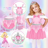 EULRGAUS Princess Dress Up, Toddler Dress Up Clothes, Cosplay Princess Costume Gift Set with Princess Dresses and Princess Toys, Pretend Play Girl Toys Age 3-6, Halloween Christmas Birthday Gift