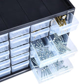CRAFTSMAN Storage Organizer, 30 Small Drawer Modular Storage System, Easily Stackable, Plastic, Black, White (CMST40730)
