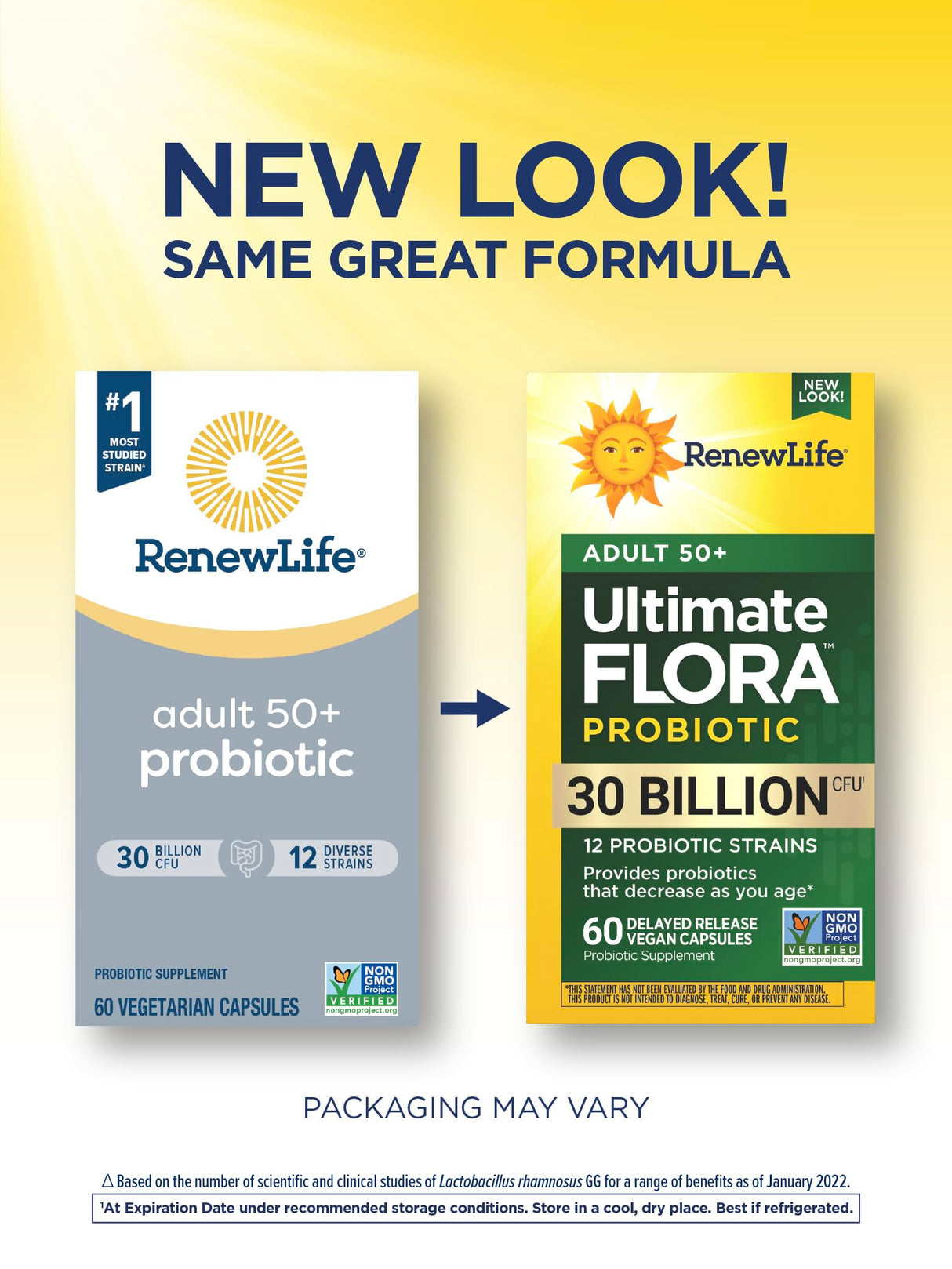 Renew Life Probiotic Adult 50 Plus Probiotic Capsules, Daily Supplement Supports Urinary, Digestive and Immune Health, L. Rhamnosus GG, Dairy, Soy and gluten-free, 30 Billion CFU, 60 Count