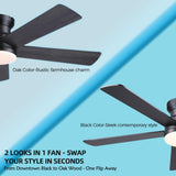 Ayaoty Ceiling Fans with Lights - 48" Black Flush Mount Ceiling Fan Light with 6 Speeds 3CCT Dimmable, Revesible Motor, Low Profile Fan Light for Modern Indoor Bedroom, Kitchen