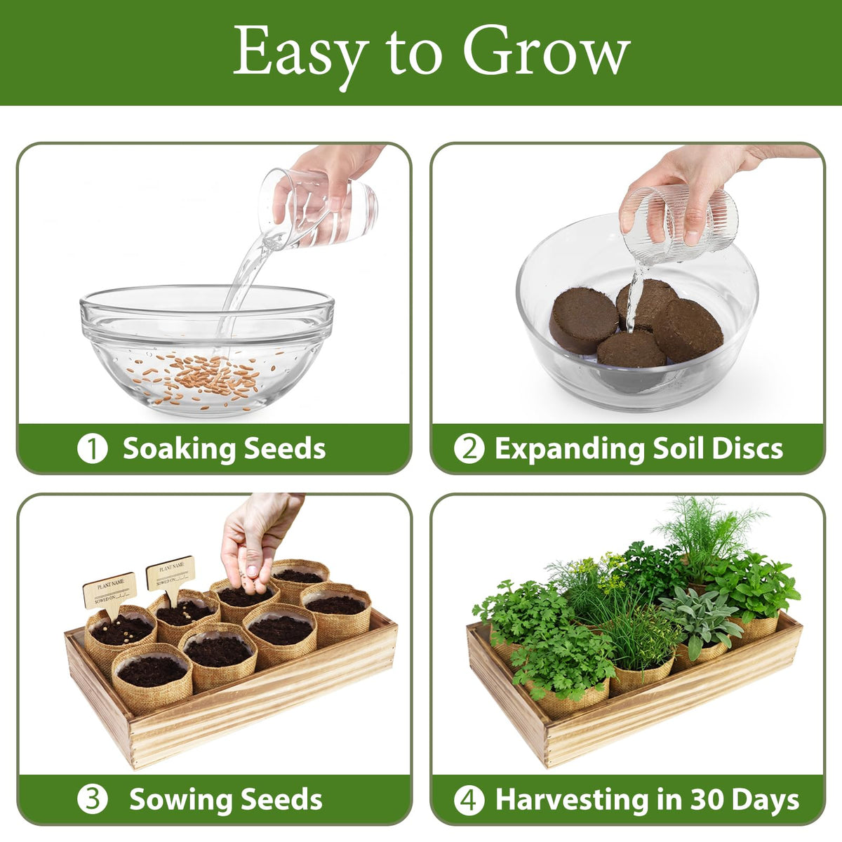 LUOJIBIE Indoor Herb Garden Kit, Complete Herb Starter Growing Kit with Seeds & Tools, Christmas Birthday Gifts for Women Men Mom Dad, House Warming New Home Kitchen Gifts for Girls Boys Plant Lovers