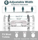 HOMLAND Raised Toilet Seat with Handles, FSA HSA Eligible 500lb Toilet Seat Riser for Seniors with Bedpan, Adjustable Height & Width, Handicap Elevated Toilet Seat for Elderly, Bedside, Fit Any Toilet