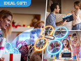 Q9s Drones for Kids,Cool RC Drone with Altitude Hold and Headless Mode,Hobby Quadcopter with Blue&Orange Light,2 Batteries and Remote Control,Birthday and Xmas Gifts Toys for Boys and Girls,Orange