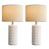 Seealle 23" Modern Ceramic Table Lamps Set of 2 - Table Lamps for Living Room, Farmhouse Bedside Night Stands Lamp for Bedroom, White Nightstand Lamps Set of 2, Desk Lamp for End Table Home Decor