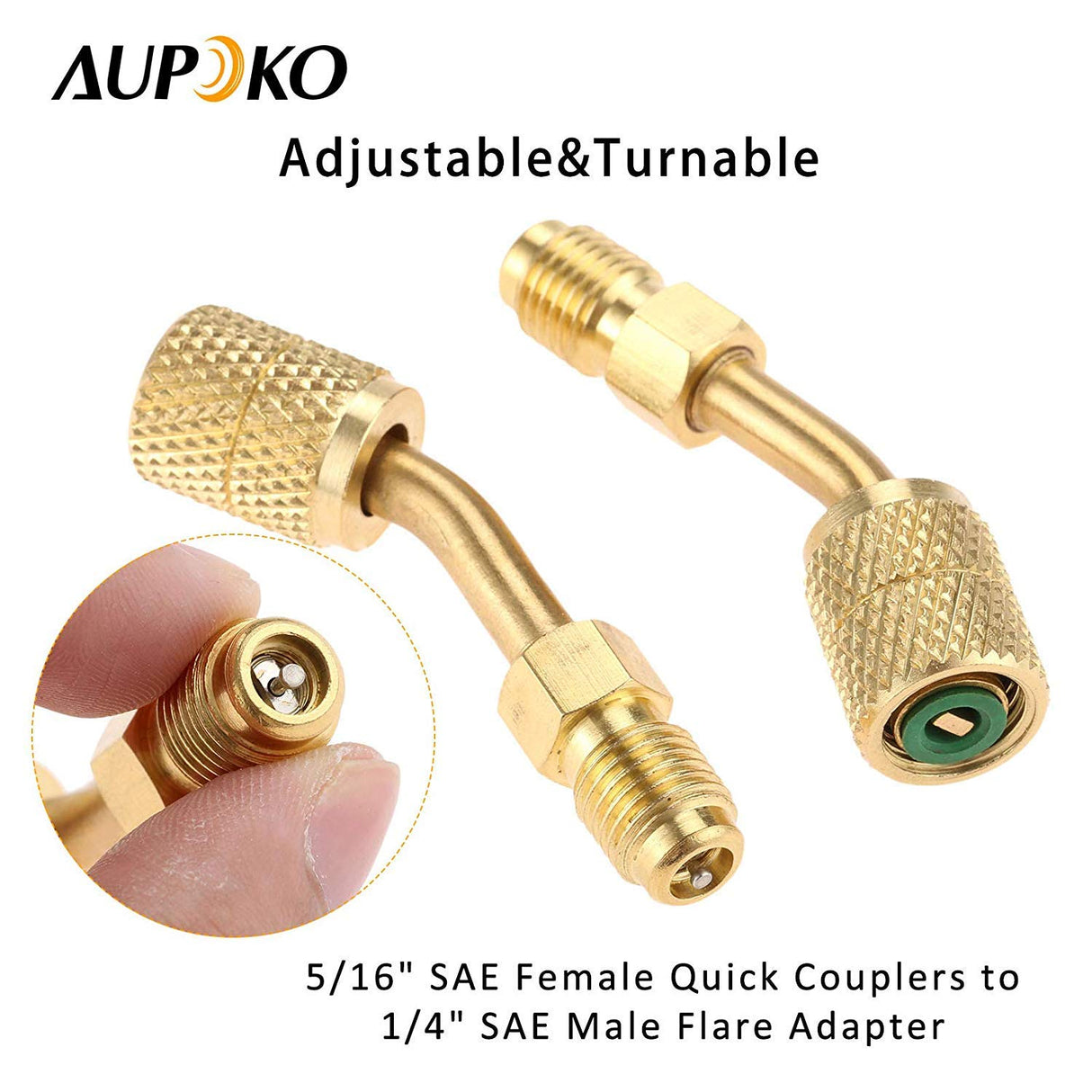 R410A Adapter 5/16" SAE Female Quick Couplers to 1/4" SAE Male Flare, 2 PC 45 Degree Angled Charging Vacuum Adapter, Used for R410a with Thimble Mini Split System, HVAC and Refrigeration Service