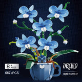 iixeal Blue Orchid Flower Building Set for Adults, Coffee Cup Orchid Botanical Collection Plant Building Kit, Home and Office Decor Gift for Christmas Day, Valentines, Birthday 567pcs