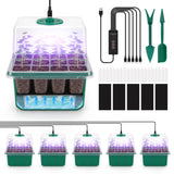 BlumWay Self-Watering Seed Starter Tray Kit with Grow Light and Humidity Dome,3 Color Growing Light,5-Pack 60-Cell Plant Seedling Tray,Reusable Plastic Germination Trays,Timed Light Plant Starter Set