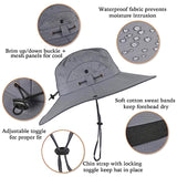 Outdoor Wide Brim Sun Hat with 2 Solar Fan Sun Bucket Hat for Men Women UPF 50+ Bucket Fishing & Beach Hat with Fan Built in (US, Alpha, Medium, XX-Large, Black)