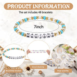 Kigeli 48 Pcs Mahjong Bracelet Gifts for Women Colorful Beaded Mahjong Lucky Bracelet Bulk Acrylic Mah Jong Chinese Jewelry for Friends Mom Grandma New Year Birthday Party Supplies