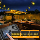 FUANXIEI Solar Lights Outdoor Patio Lights: S14 25M 82FT Solar Powered Remote Control 3 Light Modes Dimmable Solar Waterproof Light - Shatterproof Bulbs - Camping Backyard Garden Deck Outside Yard