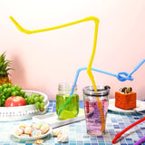 Geiserailie 12 Pieces Flexible Drinking Straws Extra Long Bendy Plastic Straws for Party Camping Limited Mobility Situations Dishwasher(Red, Yellow, Blue, Purple, 28 Inches)
