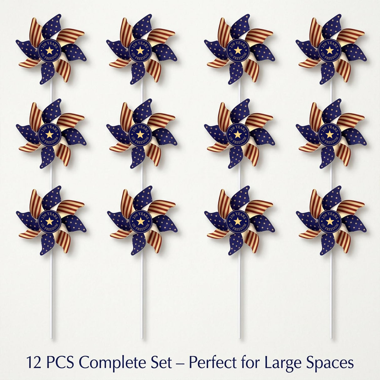 250th Anniversary USA Freedom Wind Spinners, Patriotic Pinwheels Red White Blue Decor for 4th of July Memorial Day Yard Lawn Parade Party, 12Pcs America 250 Decorations 1776-2026
