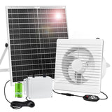 Solar Powered Fan with Battery Run Day/Night, 25W 9.8" Solar Fan for Chicken Coop with 2 Fan Speed/1-8 Cycle Timer, Waterproof Solar Greenhouse Fan for Shed, Chicken Coop, Greenhouse