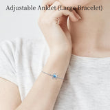 PUPILLEMON Blue Opal Sea Turtle Ankle Sterling Silver Anklet Fine Jewelry for Women Gifts 4 Level Adjustable Anklet (Large Bracelet)