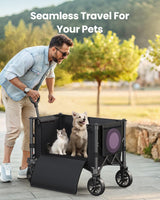 120L Wagons Carts Foldable, Collapsible Wagon Cart with 220 lbs Max Load and Expandable Storage, Heavy-Duty Foldable Wagon Cart with Wheels for Groceries, Shopping, Sport, Beach, Garden and Camping