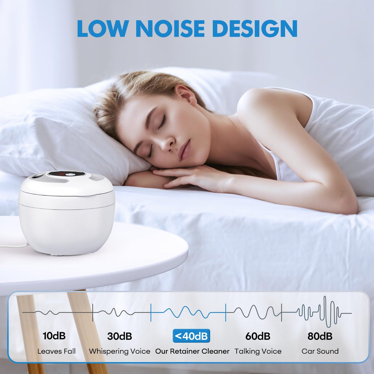 Upgraded Ultrasonic Retainer Cleaner Machine, 45kHz Ultrasonic Dentures Cleaner for Night Guards, Braces, Aligner, Toothbrush, Jewelry and More, 200ML Capacity, White