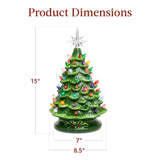 Best Choice Products 15in Ceramic Christmas Tree, Pre-lit Hand-Painted Tabletop Holiday Tree, Star Topper, 64 Lights - Green w/Multicolored Bulbs
