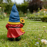 Bezseili Garden Gnome Outdoor Sunflower Faceless Gnome Statue - Funny Garden Decor for Patio, Lawn, Yard, Balcony, Indoor Home Office Shelves Figurines Ornament Decorations, Mom Grandma Sisters Gifts