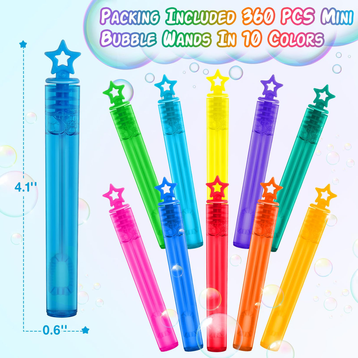 240 Pcs Mini Bubble Wands in 6 Colors, Bulk Party Favors for Kids, Themed Birthday, Christmas, New Year, Valentine, Carnival, School Classroom Prizes for Boys & Girls, Ideal Goodies Bags Stuffers