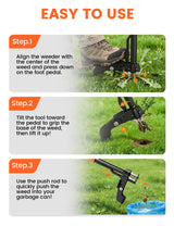 Weed Puller Tool 4-Claw Stand Up Weed Remover tools with Ergonomic Long Handle/Foldable Foot Pedal/Easy Eject,Heavy Duty Garden Weeding Tools for Dandelion,Crabgrass,Thistle–No Bending Kneeling