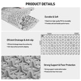 MAXWAVE 18 Pack 12" x 12" Modular Interlocking Floor Mats, Soft PVC Non-Slip Drainage Tiles, Splicing Rubber Cushion Flooring for Deck, Shower, Pool, Basement, Shed, Indoor and Outdoor Use