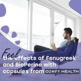 COMFY HEALTH Fenugreek Capsules, 2410mg Per Capsule, 120 Count, Fenugreek Pills with Bioperine for Superior Absorption, Non-GMO, Gluten Free Fenugreek Seeds Extract Supplements, Fenogreco Capsulas