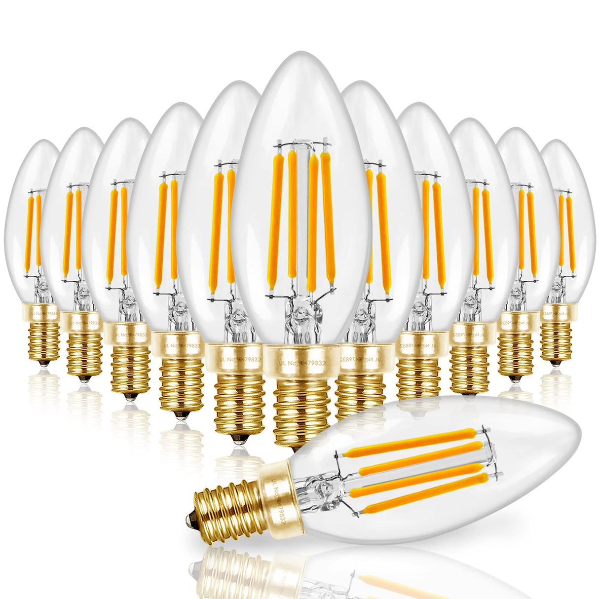 Hizashi 90+CRI Candelabra LED Light Bulbs 60 Watt, 2700K Warm White, E12 LED Bulb Dimmable, B11 Chandelier Light Bulbs, 6W, 550LM, Candle Light Bulbs, UL Listed, 12 Pack