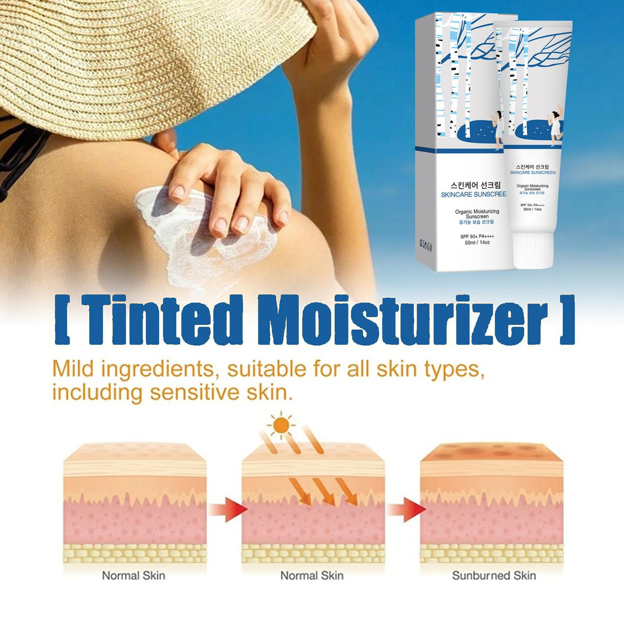 Relief Sun Sunscreen SPF 50+ PA++++ - Birch Juice Moisturizing Sun Cream - Sunscreen for Face No White Cast - Hydrating, Skin Care for All Type