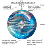 FONMY Mandala Wind Spinner w/Crystal Ball 3D Stainless Steel Hanging Wind Spinner Worth Gift Christmas Decoration Indoor/Outdoor Garden Décor Kinetic Yard Art 12 Inches Multi Blue Wind Sculpture