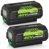 7500mAh Replacement for Ryobi 40 Volt Battery Lithium ion Compatible with Ryobi 40V Battery 7.5Ah OP4075A OP40602 OP40401 OP4026 OP40261 OP4050 OP40601 OP4030 Power Cordless Tools 2 Pack (Green)