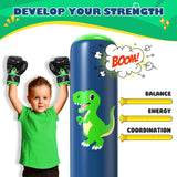 QPAU Punching Bag for Kids 3-6, Inflatable Dinosaur Toy, 48 in, Green
