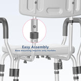 KingPavonini Shower Chair for Inside Shower with Arms and Back, FSA/HSA Eligible 400LBS Heavy Duty Shower Seat for Bathtub, Reinforced Guard, Height Adjustable Bath Seat for Elderly, Adults & Disabled