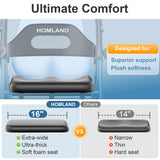 HOMLAND Foldable Rollator Walkers with Seat for Seniors, 8'' Big Wheels, 350 lb. Weight Capacity, Adjustable Handles and Seat Height, Lightweight Rolling Walker, Light Blue