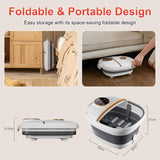 GEHONA Collapsible Foot Spa Bath with Heat,Foot Massager with Two Side Supports,Leakage Protector,Temperature Control,Bubbles,Red Light,Timer, Feet Spa Tub,Feet Soaker,Gifts (White)