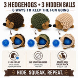 2-in-1 No-Stuffing Hedgehog Dog Toys 3 PCS, Squeaky Ball for Throwing Play