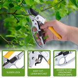 MEPEREZ Premium Germany Pruning Shears, Hand Pruners 4x Cutting Power Trimming, Garden Clippers 1-Inch Cut Capacity, Best Gardening Gifts, Easy to use Gardening Tools, Arthritis Weak Hand Snips