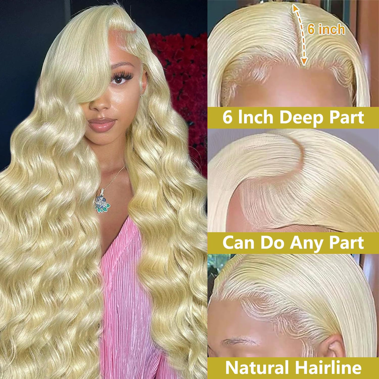 Koiaskral 30 Inch 13x6 613 Lace Front Wig Human Hair Body Wave Blonde Lace Front Wigs Human Hair Pre-Plucked Bleached 200% Density 613 Hd Lace Frontal Wigs for Women