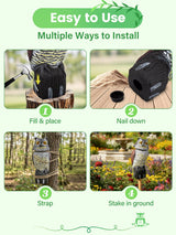 Pestvanish Owl Decoys to Scare Birds Squirrels Away, 360 Rotating Head Activated, Fake Owl Statues Repellent Pest Hawk Squirrel Cats Chickens Pigeon Bird Deterrents for Outside Garden Patios Backyard