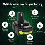 2 Pack 3.6Ah P102 P108 Lithium Replacement for Ryobi 18V Battery and P117 Charger Combo Compatible with Ryobi 18 Volt Battery P102 P103 P104 P105 P107 P108 P109 P189 Cordless Power Tools (Multi)