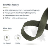 Tree Straps for Staking, Tree Ties for Plant Support, 3/4 Inch Width Guying Material Webbing Garden Strap for Outdoor Tree Straightening, 1500 Lbs Strength (Army Green) - 100 Feet