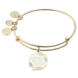 Alex and Ani Bridal Expandable Bangle for Women, Mother of the Bride Charm, Shiny Gold Finish, 2 to 3.5 in