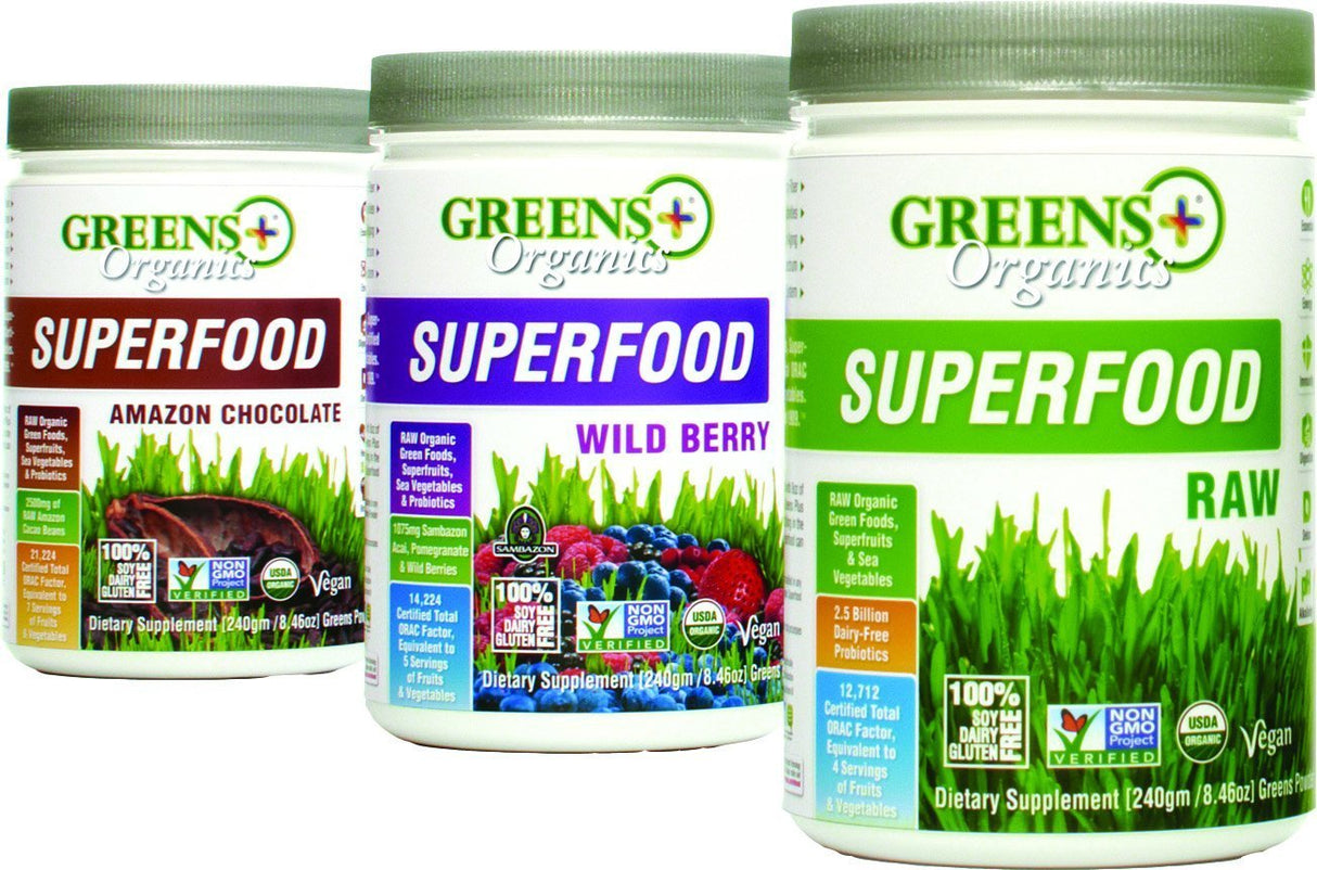 Greens+ Organic RAW Superfood Powder, Super Blend Immune Support, Morning Kick, Energy Boost, Nutrition Vibrant Health, Dietary Supplement, Vegan Soy/Dairy/Gluten Free(8.46oz)