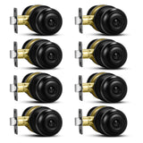 Plustool 8 Pack Matte Black Door Knobs, Privacy Door Knob with Lock, Interior Doorknobs with Round Ball, Keyless Door Lockset for Bedrooms Bathrooms