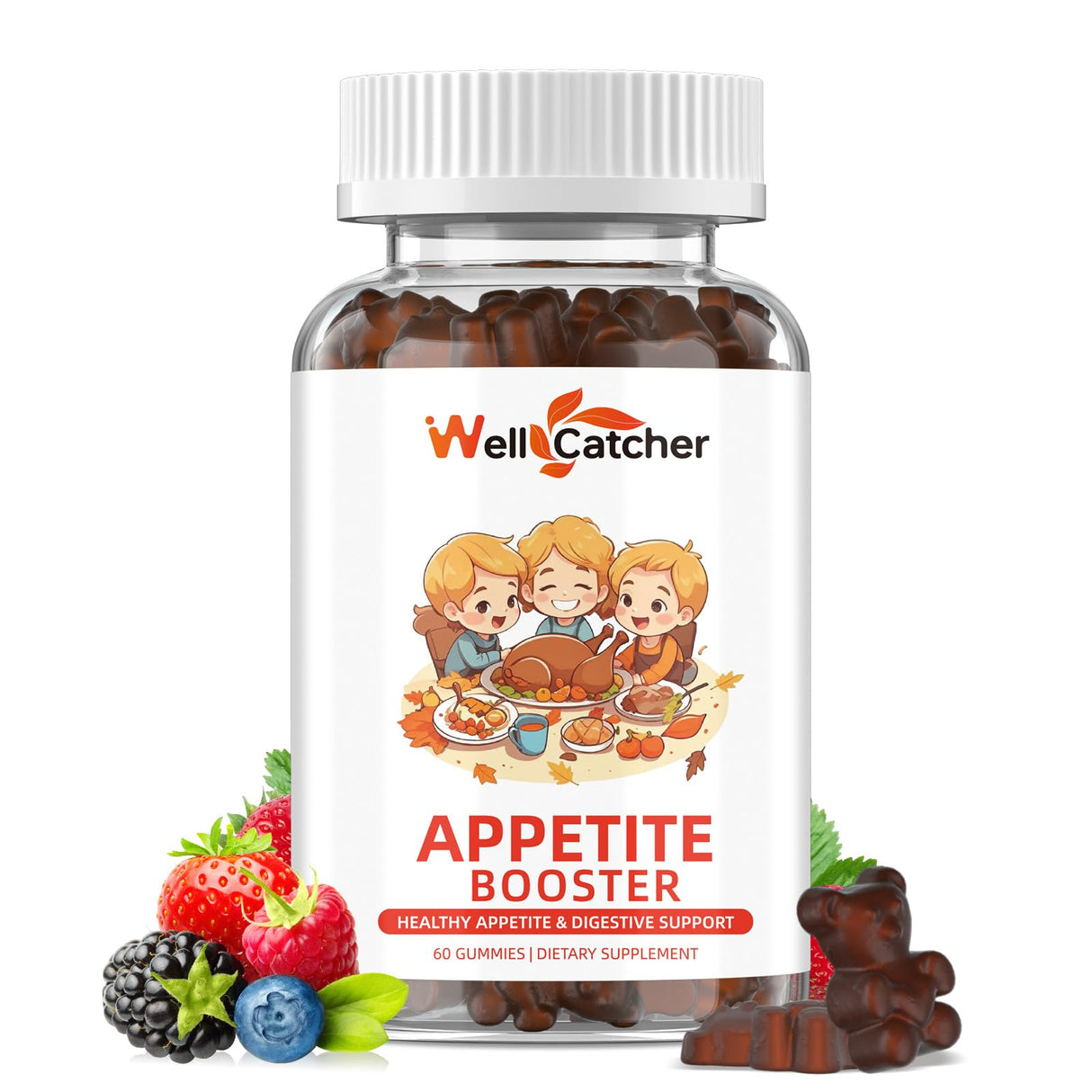 Appetite Booster Gummies for Kids Adults: Appetite Support Supplement with Bromelain Hawthorn Zinc Vitamin B12 for Healthy Digestive & Nutritional Balance, Sugar Free Mixed Fruit Flavor Vegan 30 Days