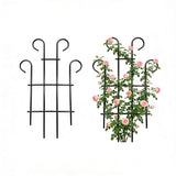 2 Pack 31 Inch Black Coated Wave Pot Metal Trellis Panel,Plant Stakes for Climbing Plants Outdoor Roses Vines Flower Vegetable Supports