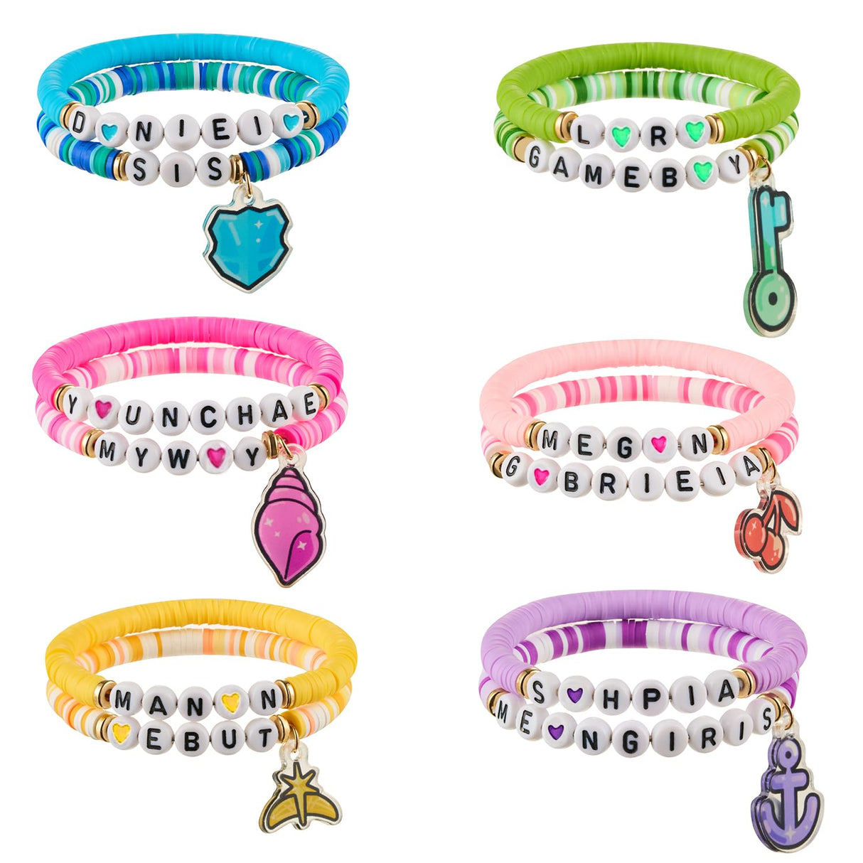 Axepet KATSEYE Merch Bracelets Concert Album Inspired Friendship Bracelets Soothing Shell,Limitless Key,Guardian Shield,Dual Cherry,Stellar Tiara,Dream Anchor for Fans