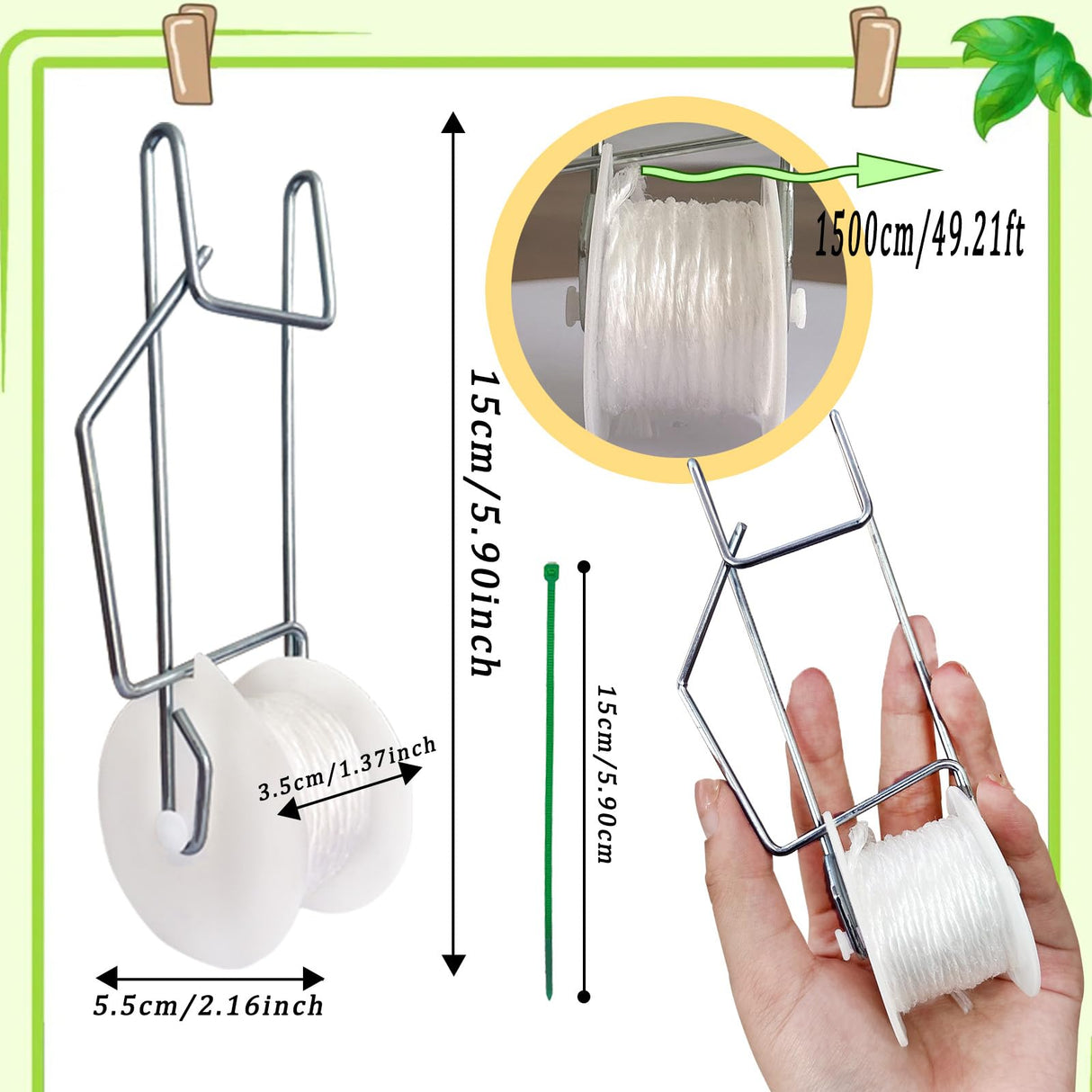 Paradi star 20Pack Tomato Trellis Roller Hooks,Greenhouse Trellising Kit with 100Pcs String Zip Ties for Tomatoes,Vine Twine Crop,Vegetable,Flower