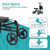 ELENKER Knee Scooter with Basket Dual Braking System for Ankle and Foot Injured Bright Black